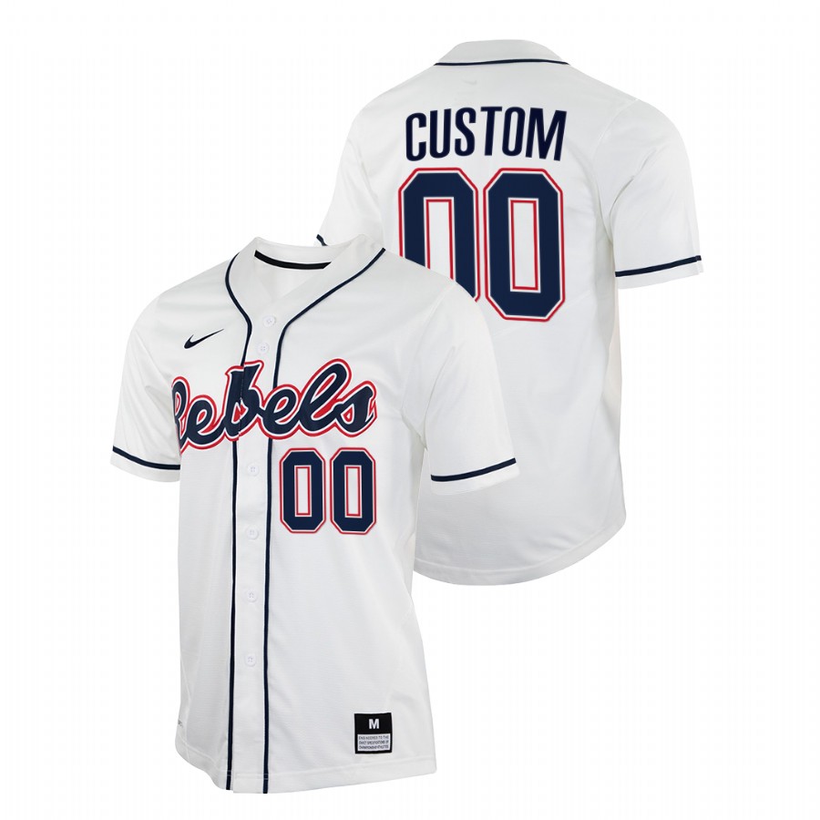 men ole miss rebels custom white college baseball jersey