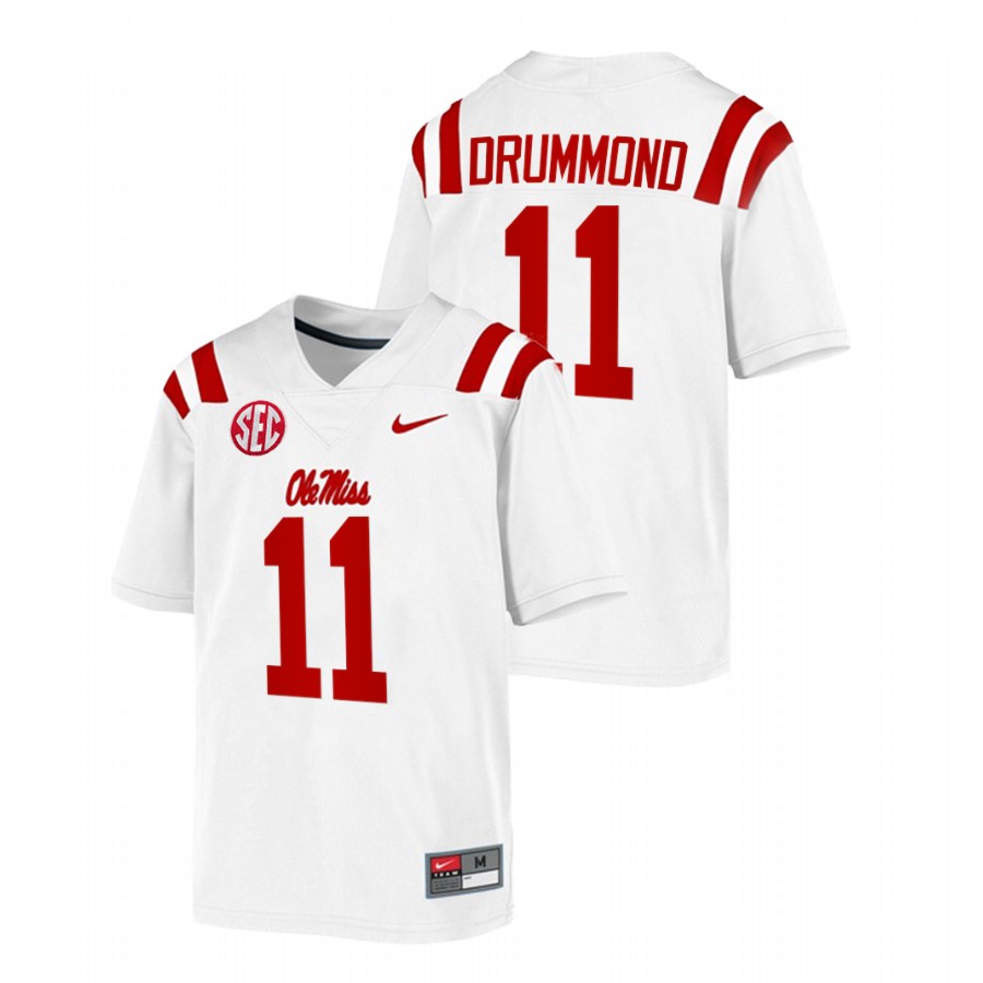 men ole miss rebels dontario drummond 2021 22 game college football white jersey