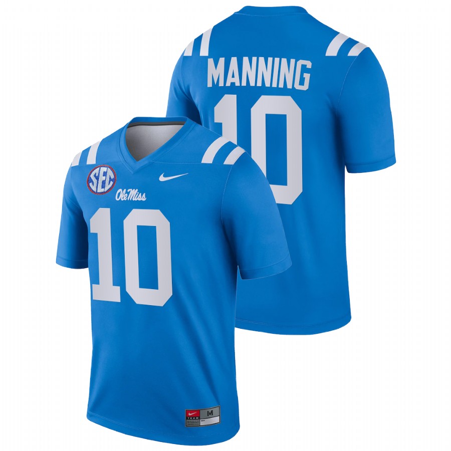 men ole miss rebels eli manning retired number college football blue jersey