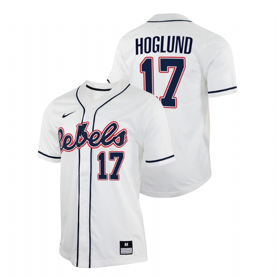 men ole miss rebels gunnar hoglund white college baseball jersey