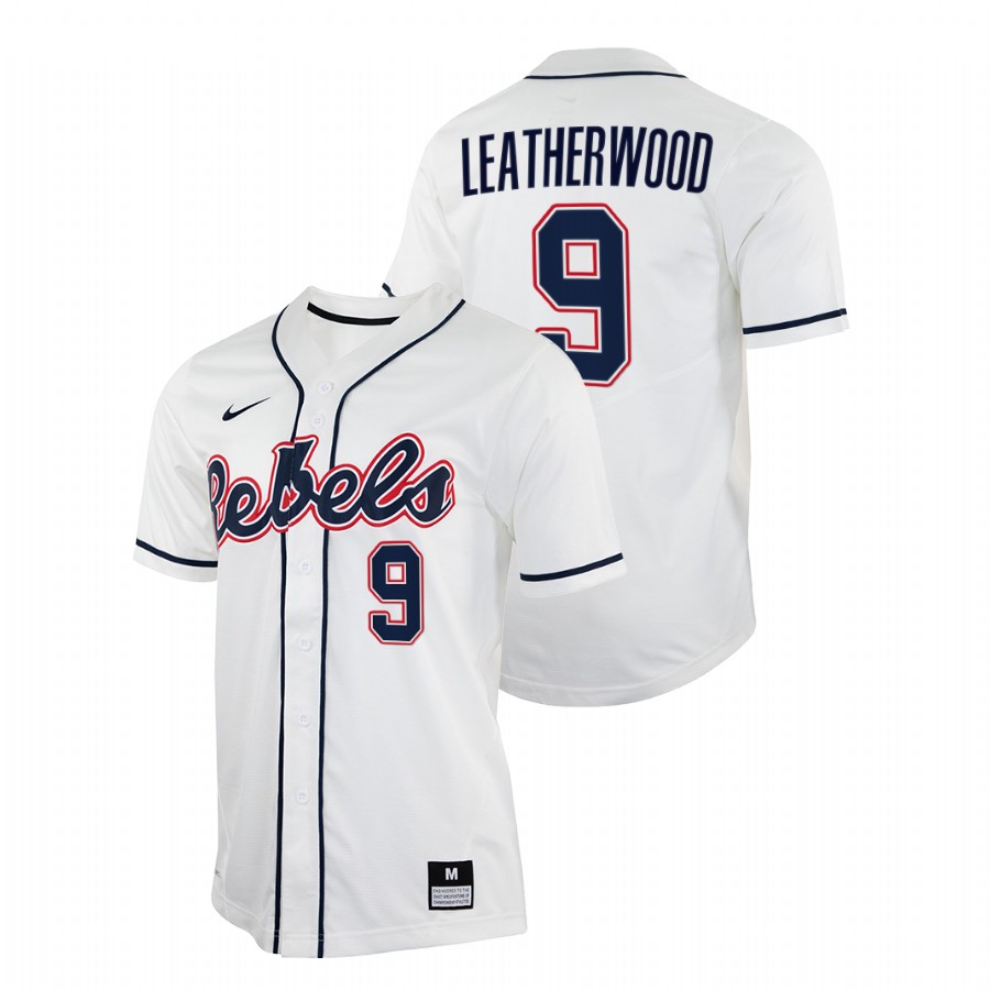 men ole miss rebels hayden leatherwood white college baseball jersey