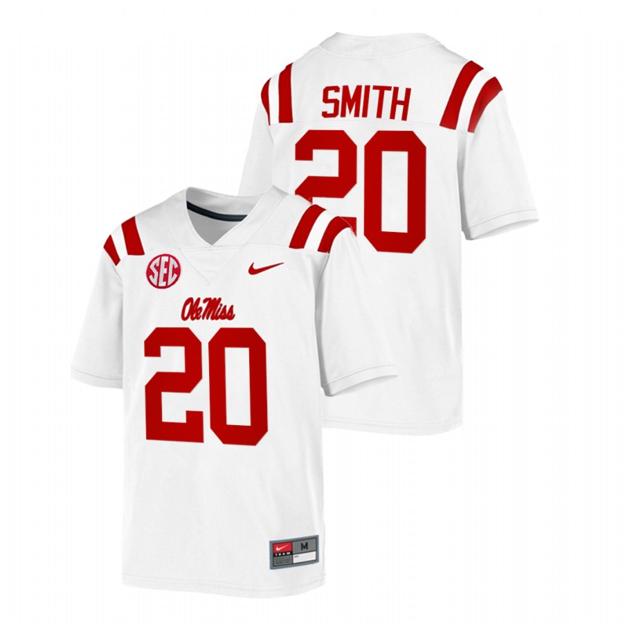 men ole miss rebels keidron smith 2021 22 game college football white jersey