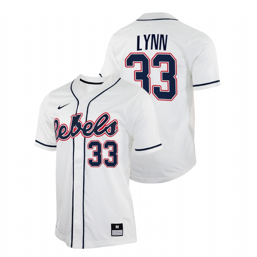 men ole miss rebels lance lynn white college baseball jersey