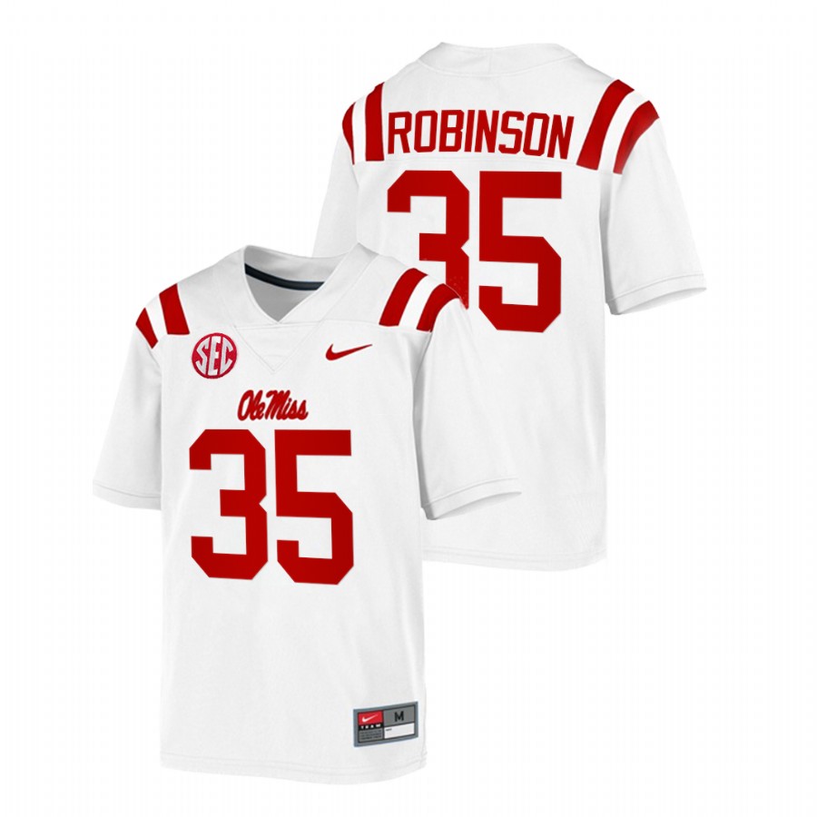men ole miss rebels mark robinson 2021 22 game college football white jersey