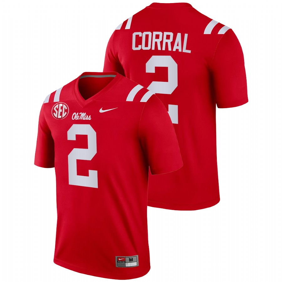men ole miss rebels matt corral 2021 22 legend college football red jersey