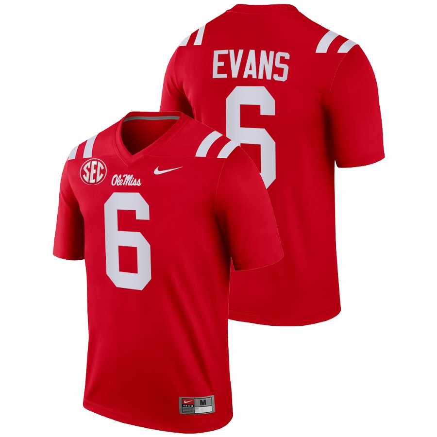 men ole miss rebels zach evans 2022 legend college football cardinal jersey