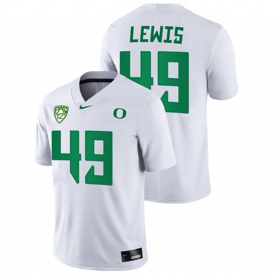 men oregon ducks camden lewis 2021 22 game college football white jersey