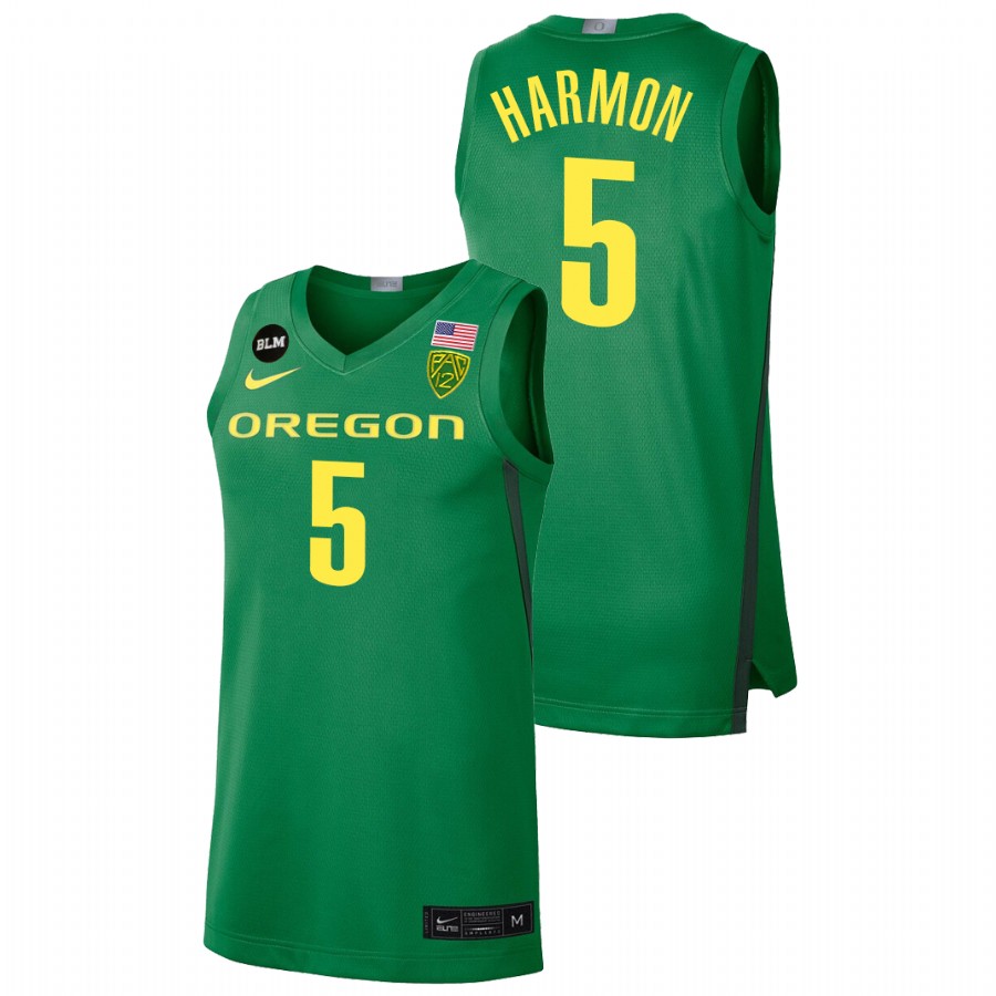 men oregon ducks de'vion harmon 2022 blm limited college basketball green jersey