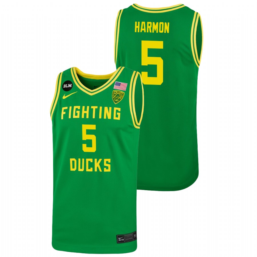 men oregon ducks de'vion harmon 2022 college basketball throwback green jersey