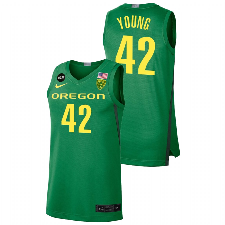 men oregon ducks jacob young 2022 blm limited college basketball green jersey