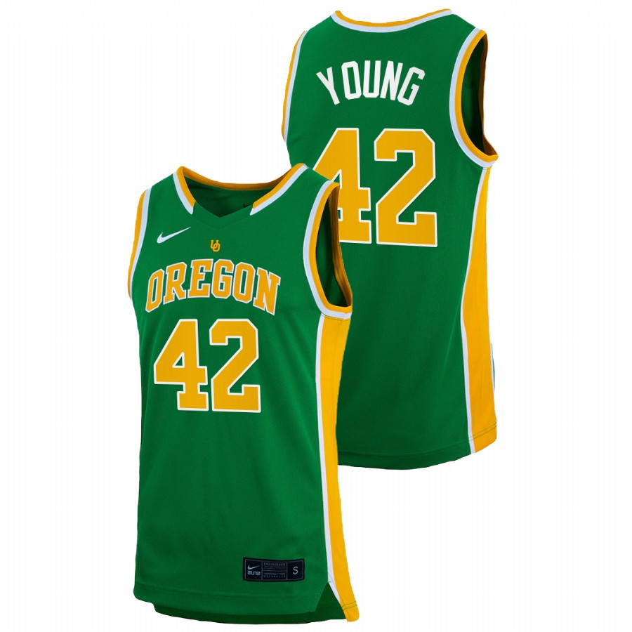 men oregon ducks jacob young 2022 college basketball retro green jersey
