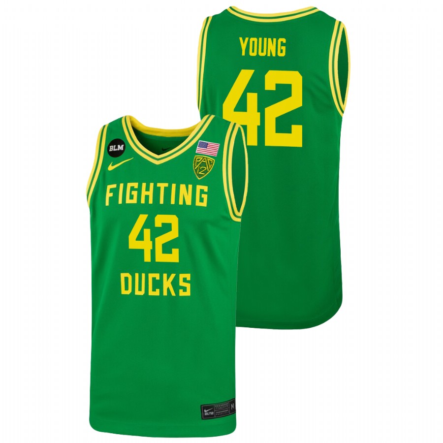men oregon ducks jacob young 2022 college basketball throwback green jersey