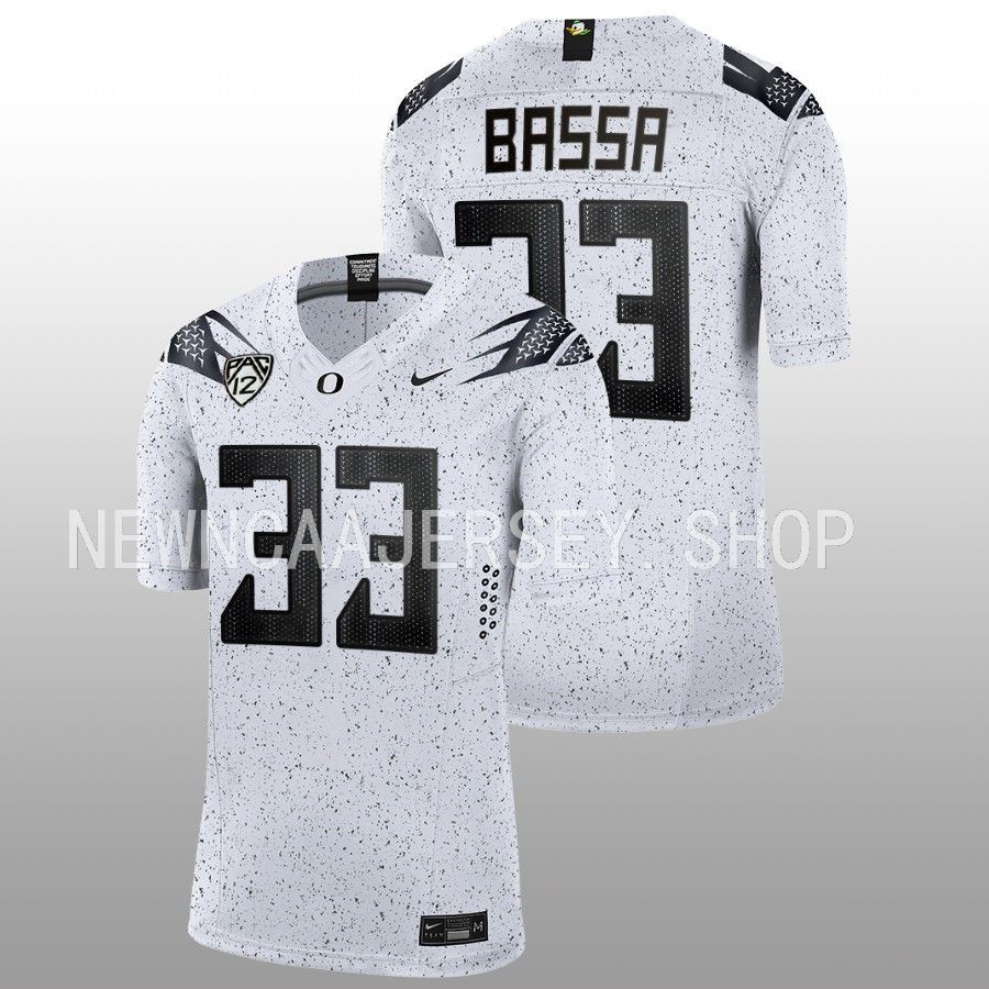 men oregon ducks jeffrey bassa 2022 23 limited football eggshell white jersey