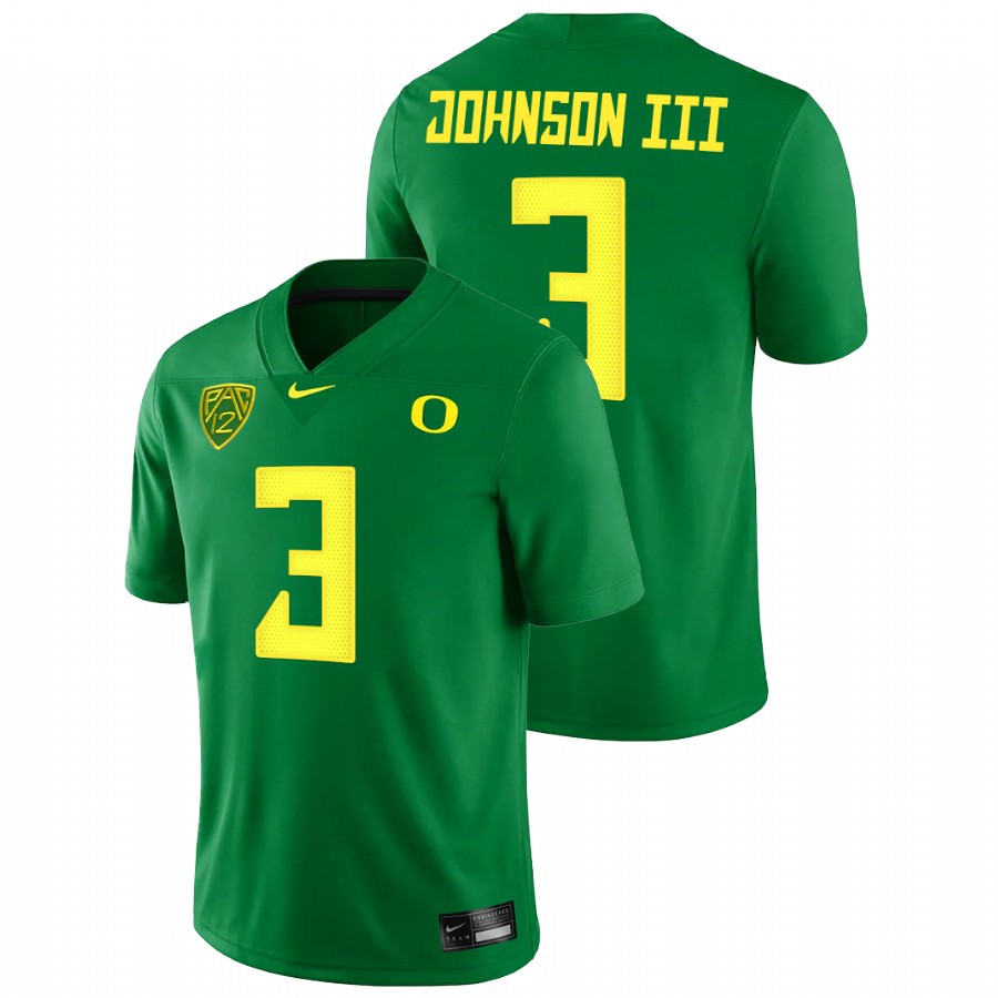 men oregon ducks johnny johnson iii 2021 22 game college football green jersey