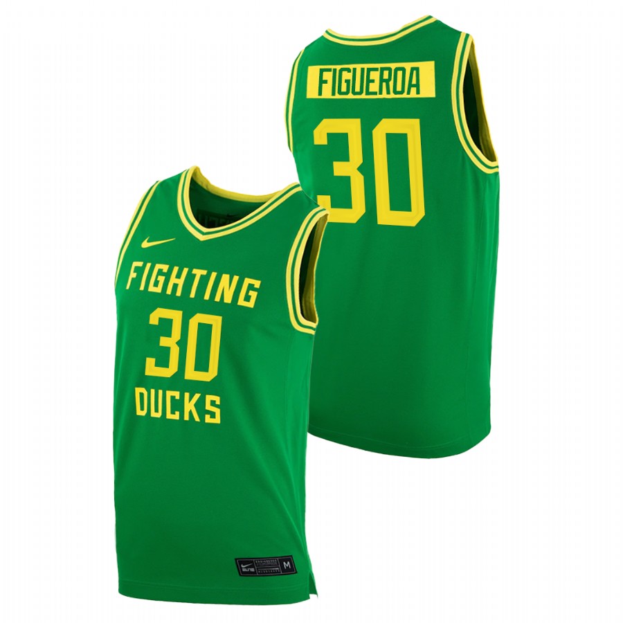 men oregon ducks l.j. figueroa 2020 21 replica college basketball green jersey