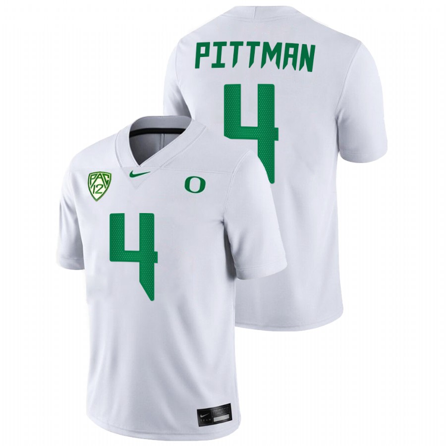 men oregon ducks mycah pittman 2021 22 game college football white jersey