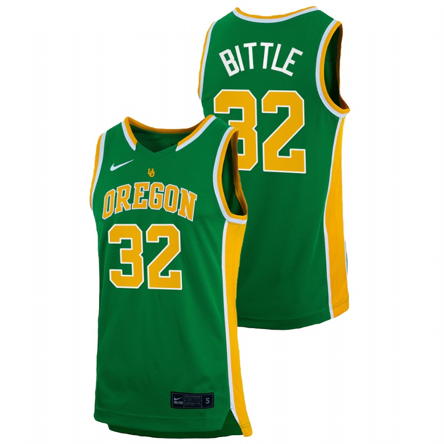 men oregon ducks nathan bittle 2022 college basketball retro green jersey