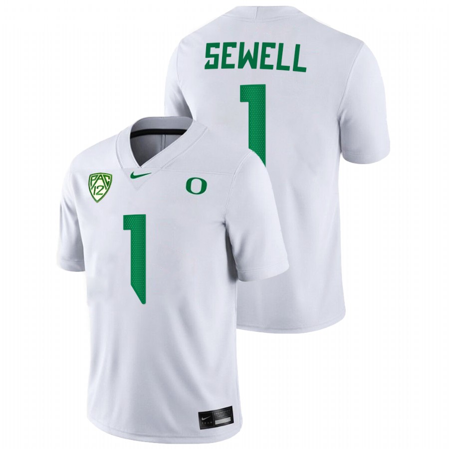 men oregon ducks noah sewell 2021 22 game college football white jersey