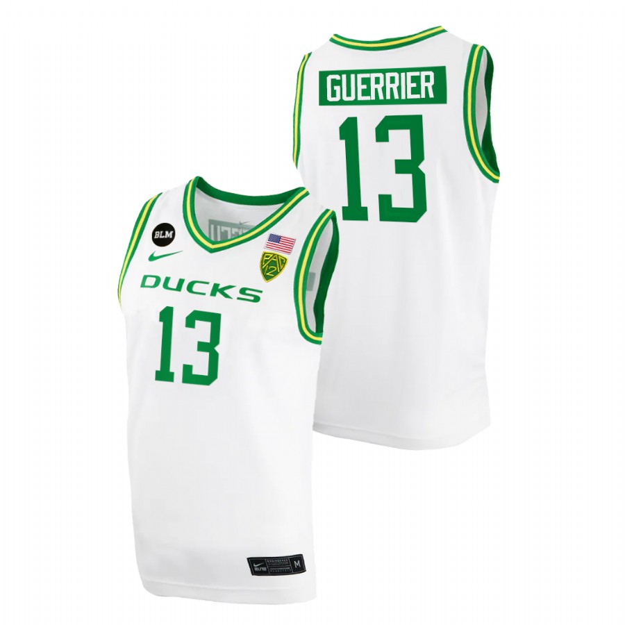 men oregon ducks quincy guerrier 2022 blm patch college basketball white jersey