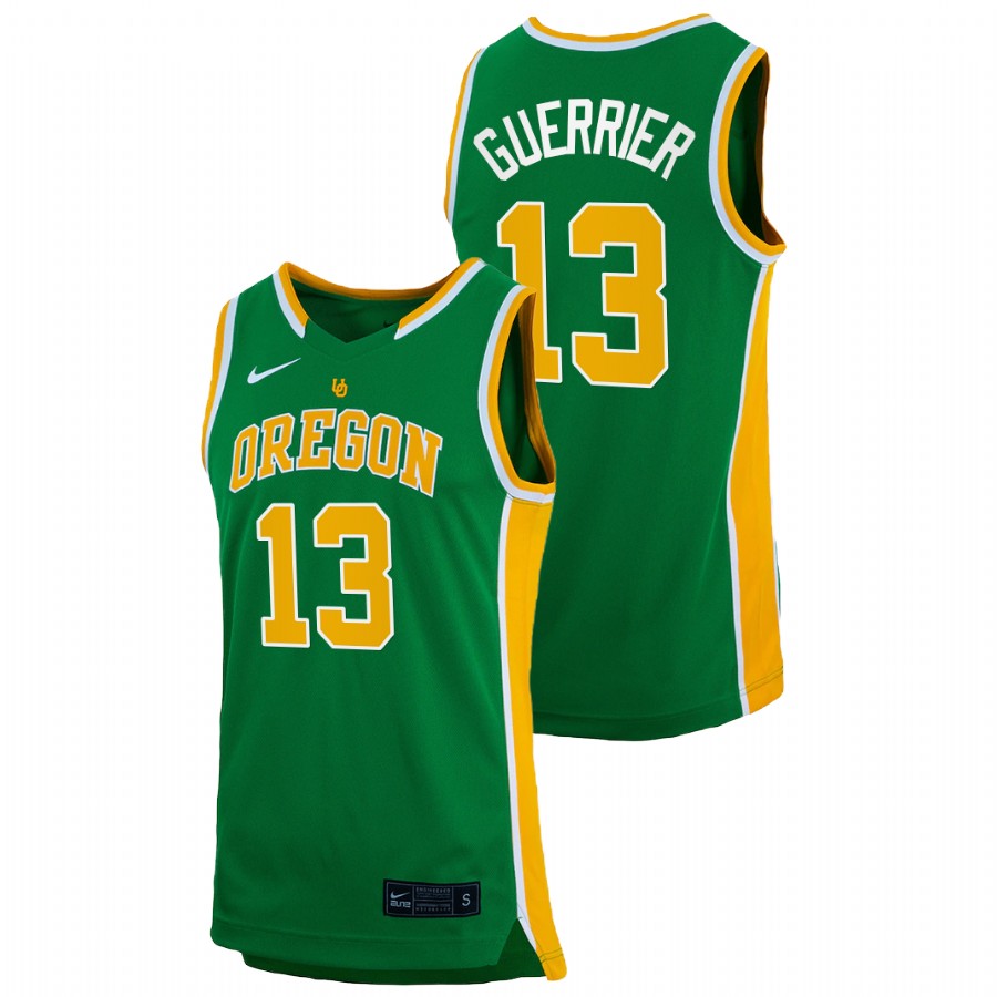 men oregon ducks quincy guerrier 2022 college basketball retro green jersey