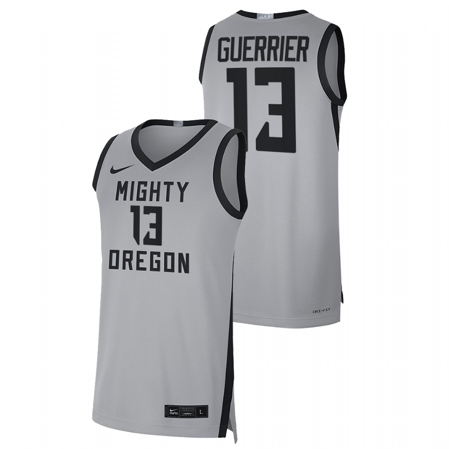 men oregon ducks quincy guerrier 2022 mighty limited college basketball grey jersey