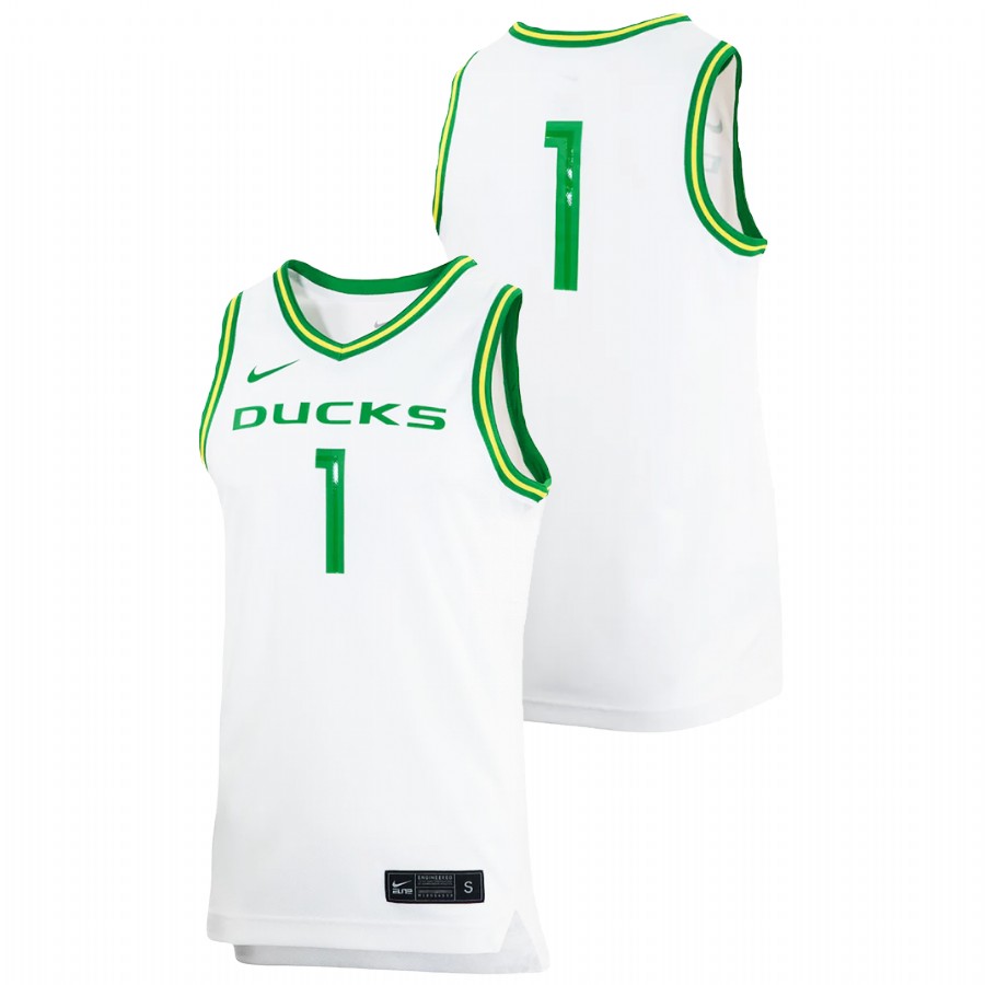 men oregon ducks replica college basketball white jersey