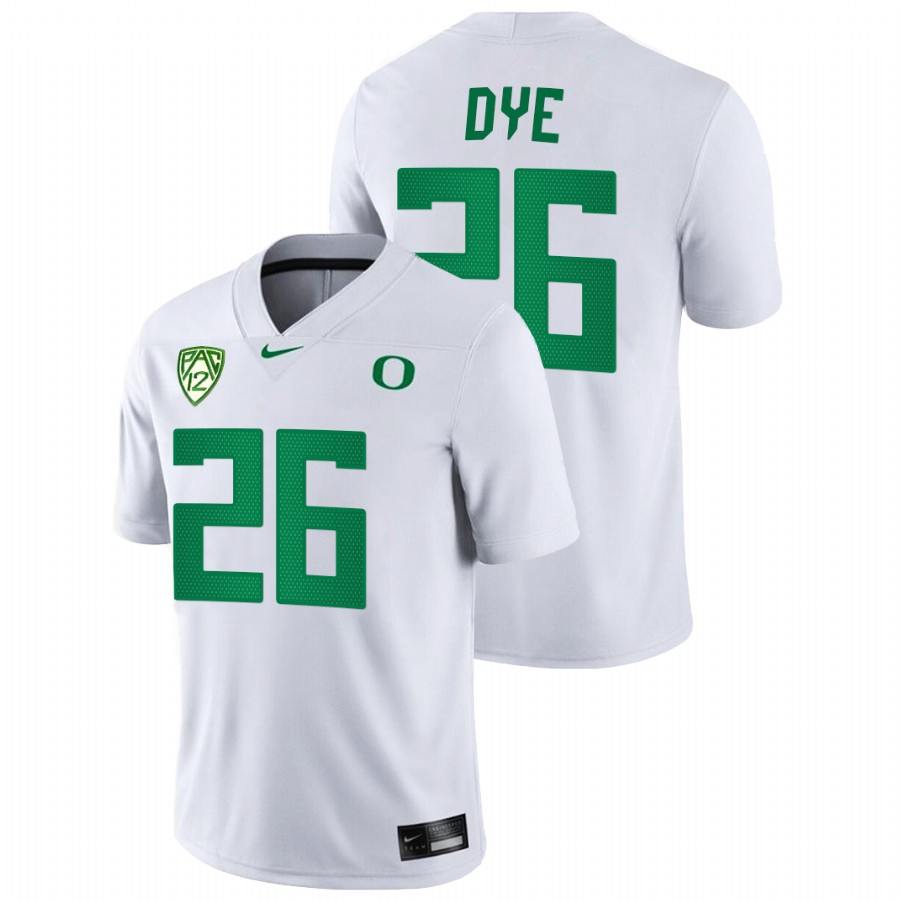men oregon ducks travis dye 2021 22 game college football white jersey