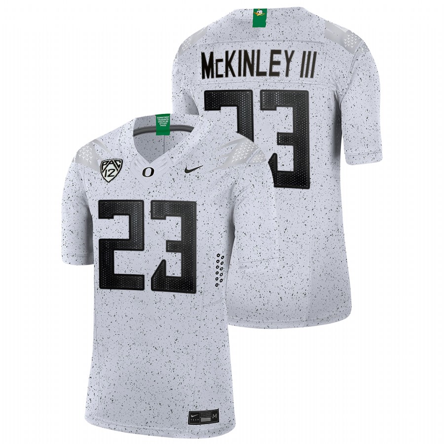 men oregon ducks verone mckinley iii 2021 22 limited football eggshell white jersey