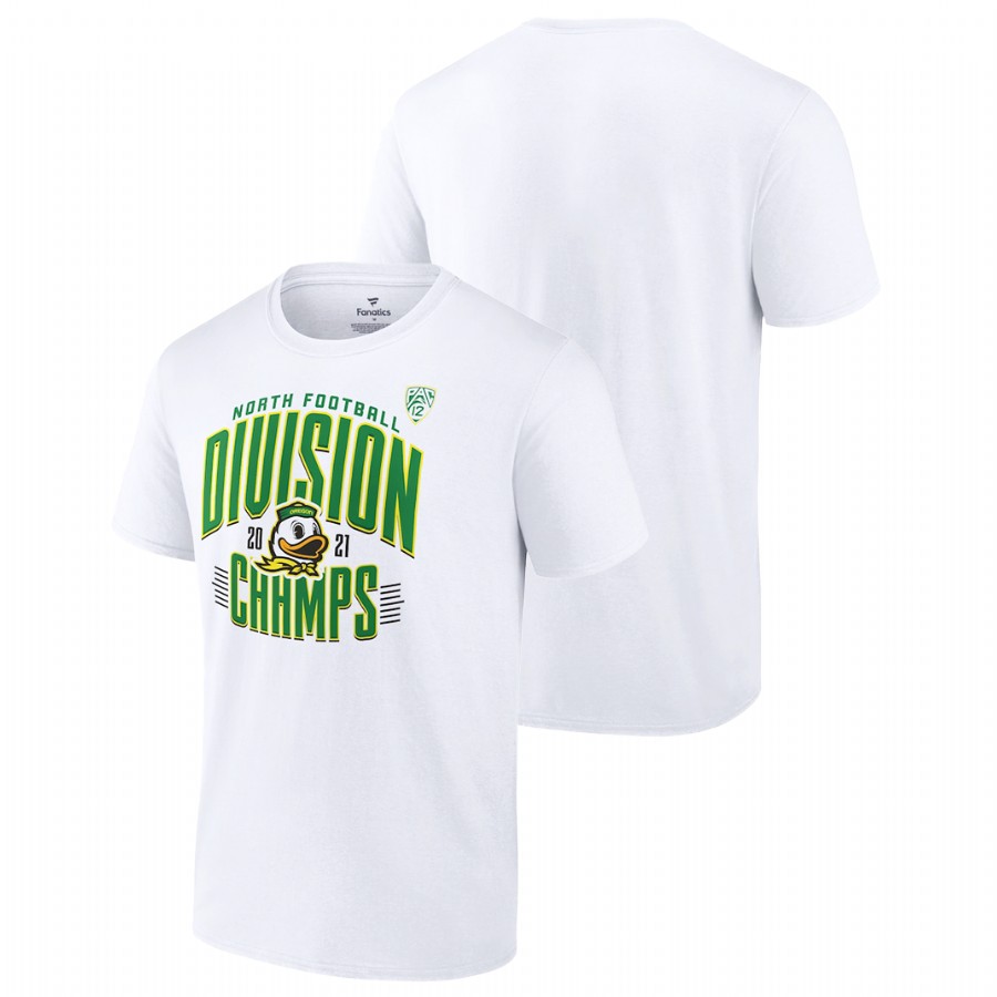 men oregon ducks white 2021 pac 12 north football division champions t shirt