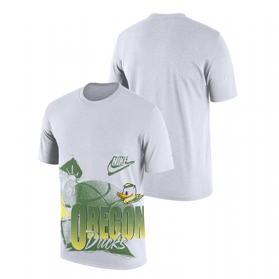 men oregon ducks white 90s style college basketball t shirt
