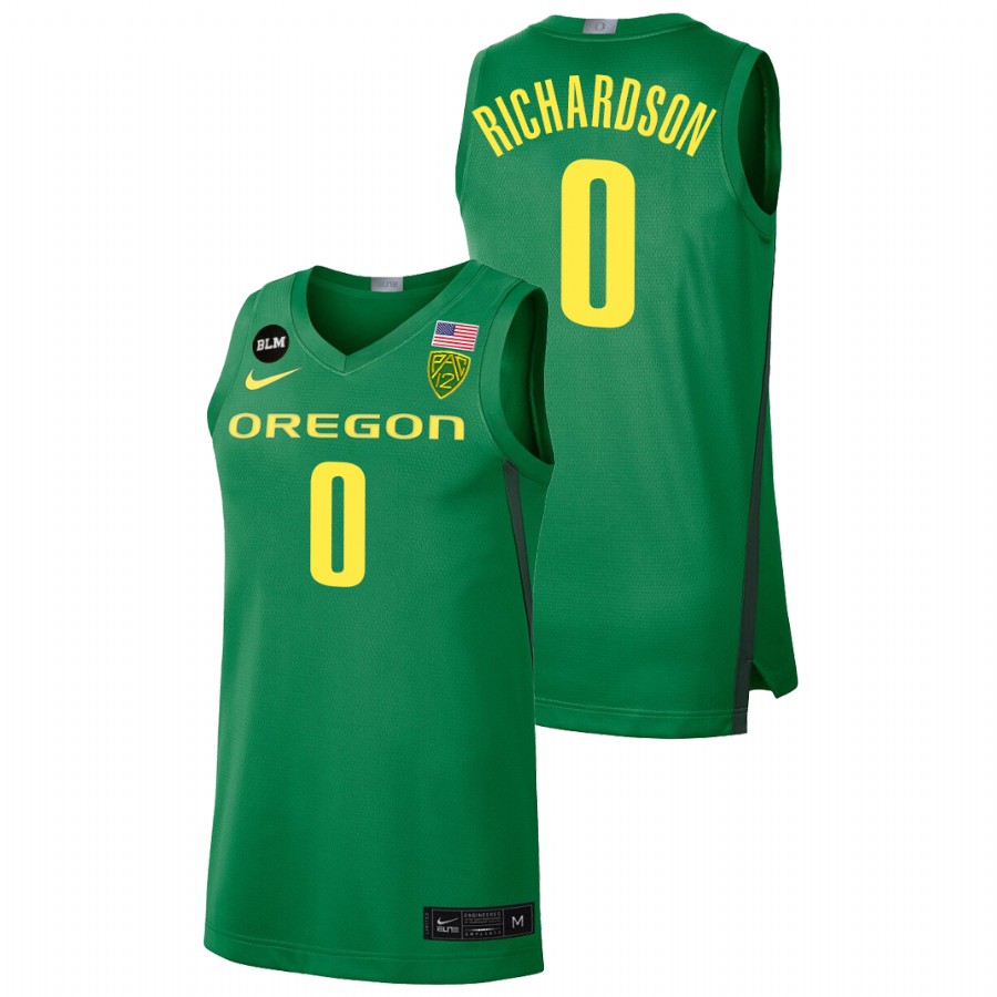 men oregon ducks will richardson 2022 blm limited college basketball green jersey