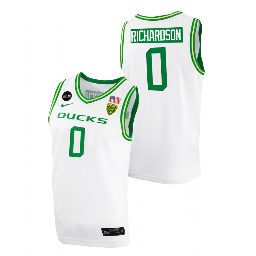 men oregon ducks will richardson 2022 blm patch college basketball white jersey