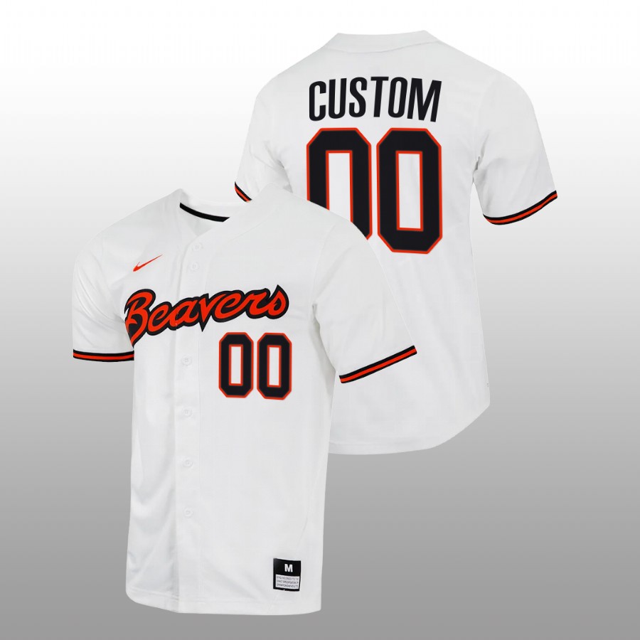 men oregon state beavers custom white college baseball full button jersey