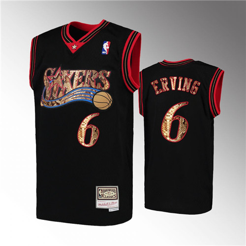 Philadelphia 76ers Julius Erving 2021 Exclusive Edition Python Skin HWC Black stitched Jersey #6