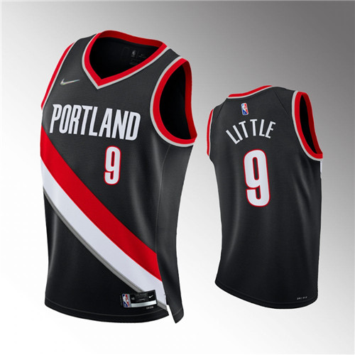 Portland Trail Blazers Nassir Little Men 2021-22 75th Diamond Anniversary Icon Edition Black stitched Jersey #9