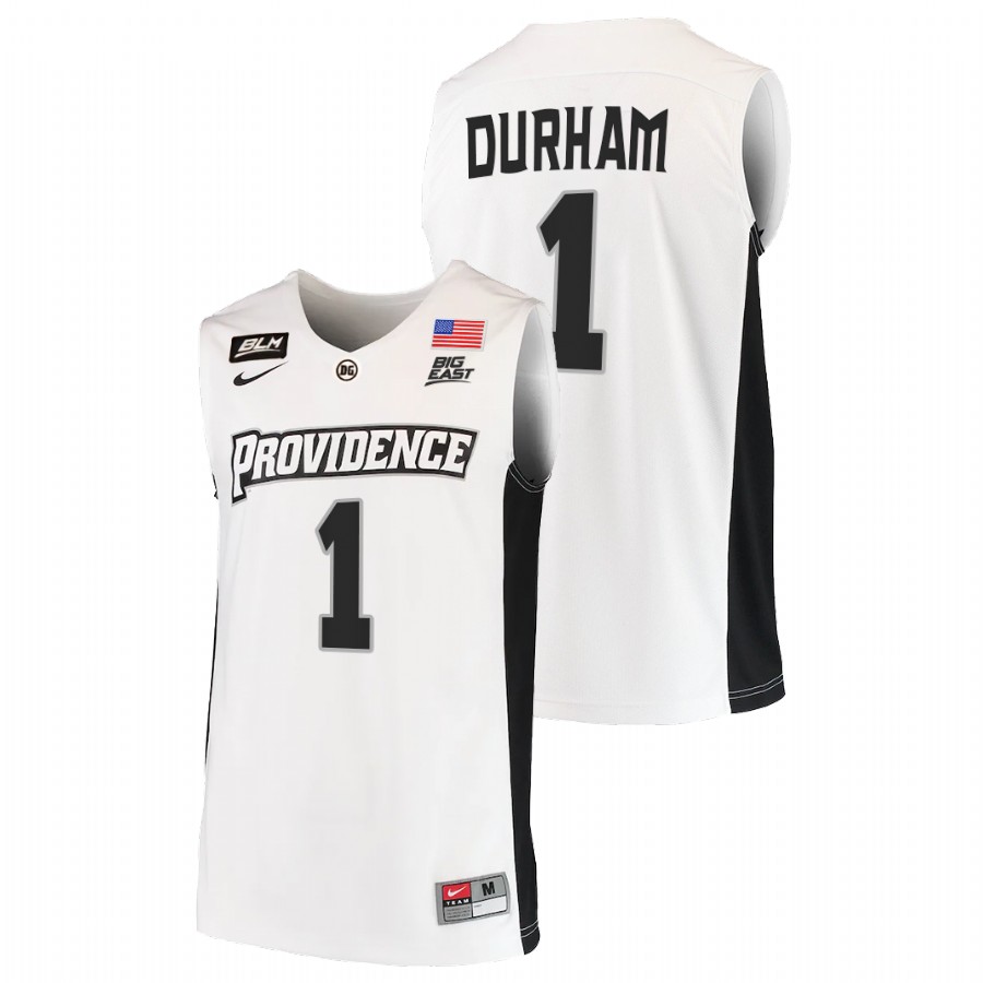 men providence friars al durham 2021 22 blm college basketball white jersey