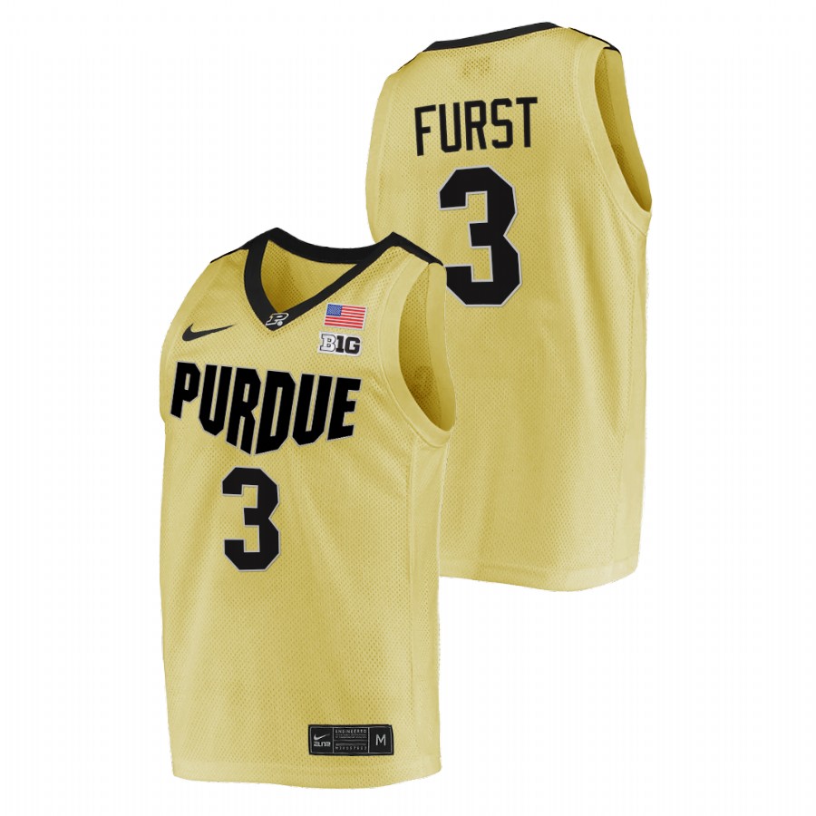 men purdue boilermakers caleb furst 2021 22 top overall seed college basketball gold jersey
