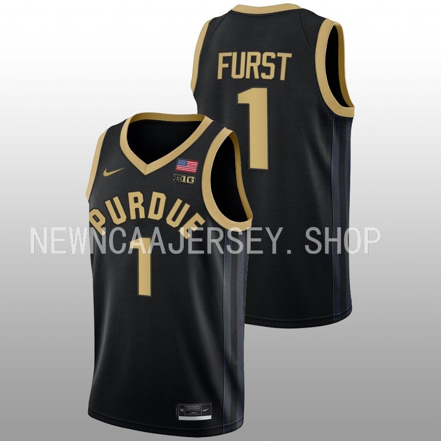 men purdue boilermakers caleb furst 2022 23 college basketball black jersey