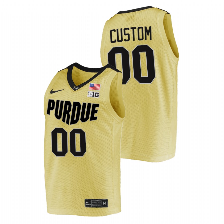 men purdue boilermakers custom 2021 22 top overall seed college basketball gold jersey