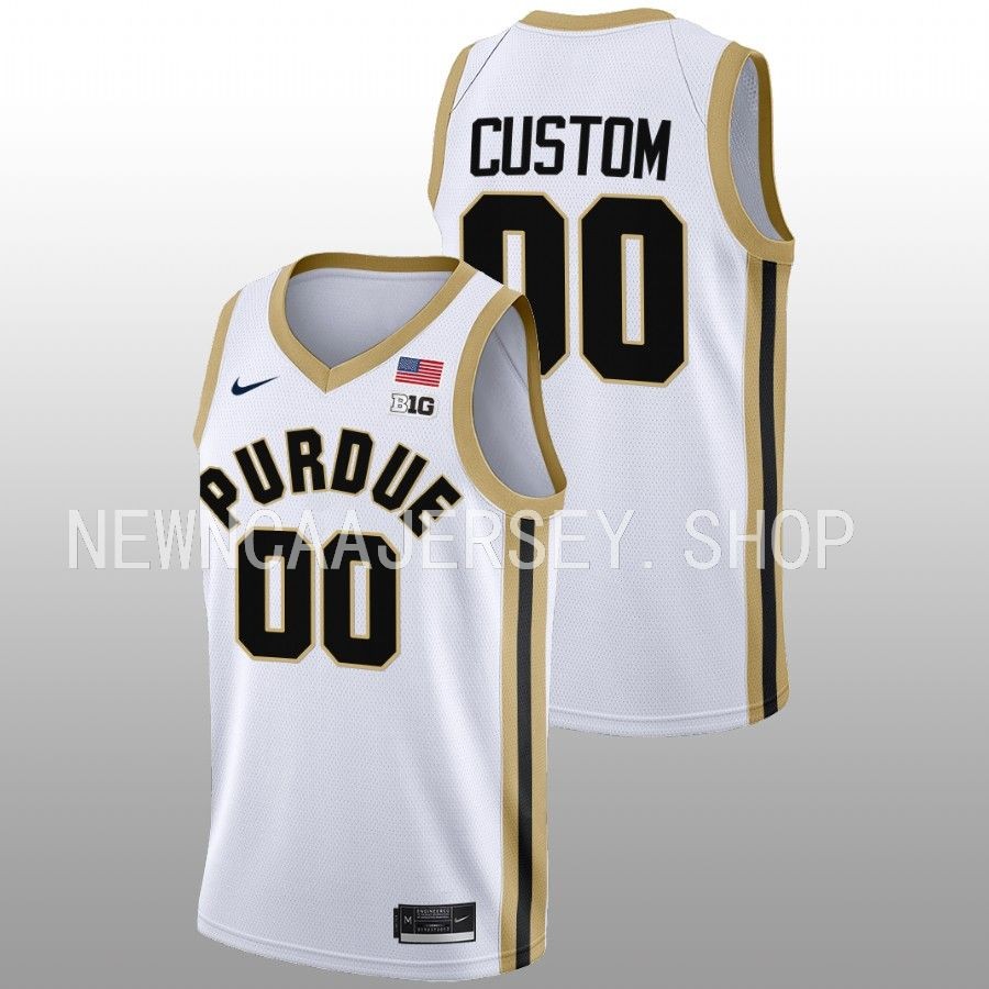 men purdue boilermakers custom 2022 23 college basketball white jersey