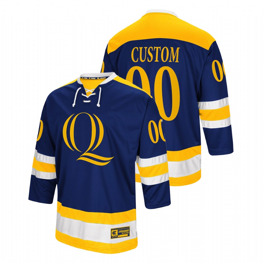 men quinnipiac bobcats custom navy college hockey replica jersey