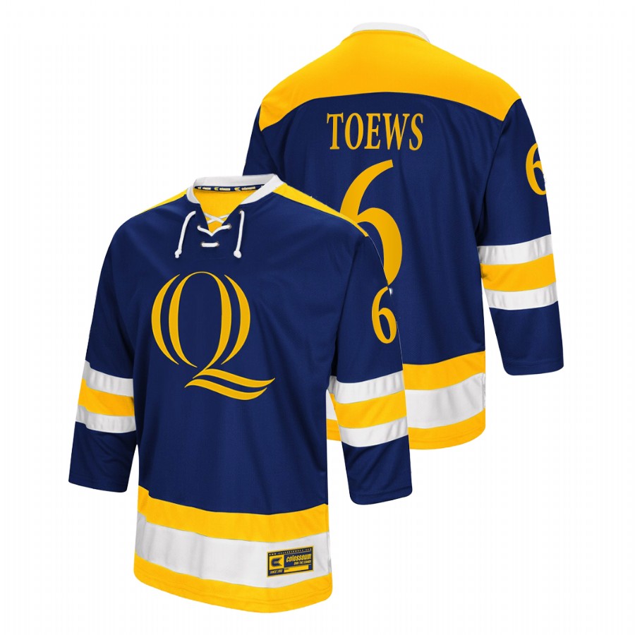 men quinnipiac bobcats devon toews navy college hockey alumni jersey