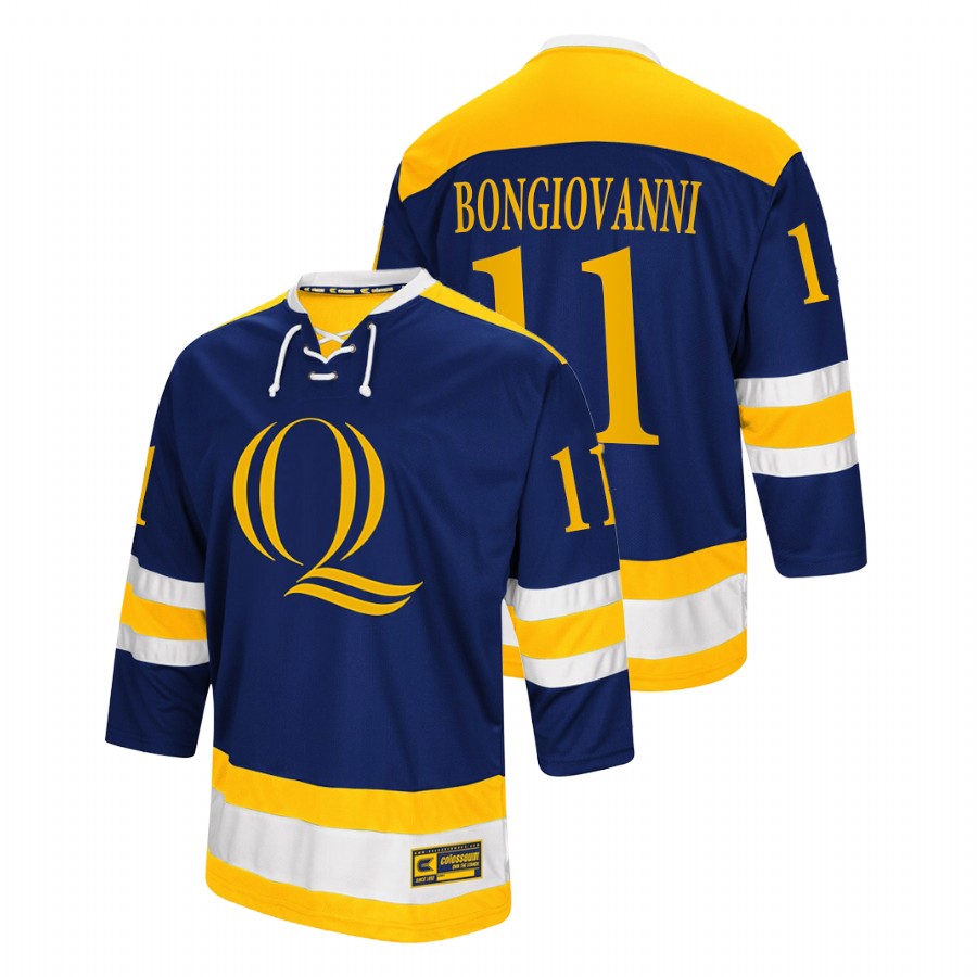 men quinnipiac bobcats wyatt bongiovanni navy college hockey replica jersey