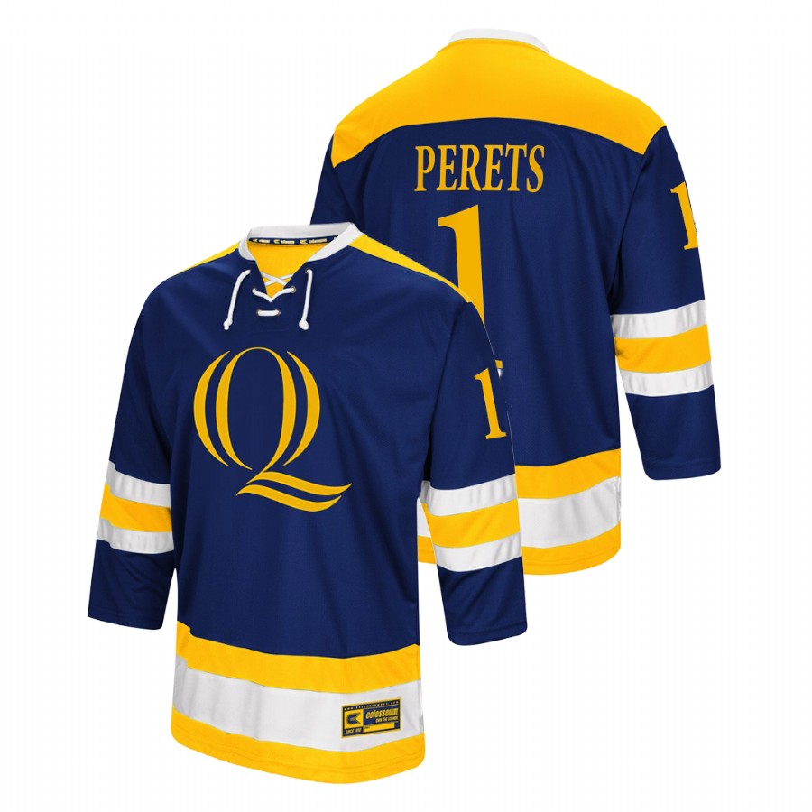 men quinnipiac bobcats yaniv perets navy college hockey replica jersey