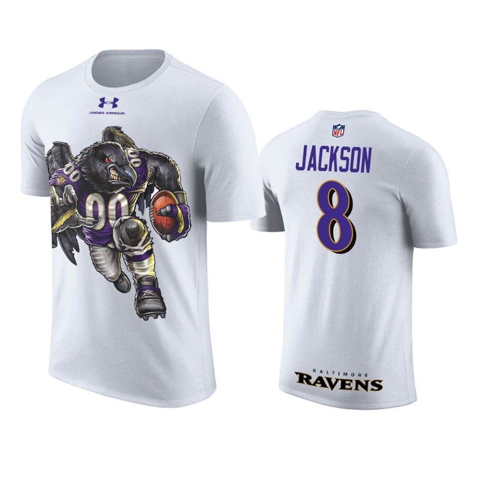 men ravens lamar jackson white cartoon and comic t shirt
