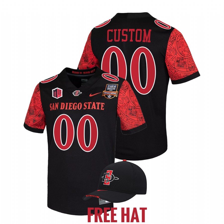 men san diego state aztecs custom cfp 2021 frisco bowl black jersey