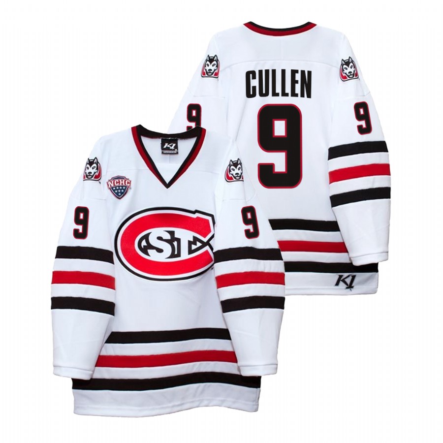 men st. cloud state huskies matt cullen white college hockey home jersey