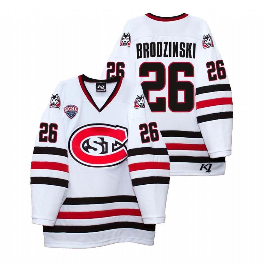 men st. cloud state huskies nic dowd white college hockey home jersey