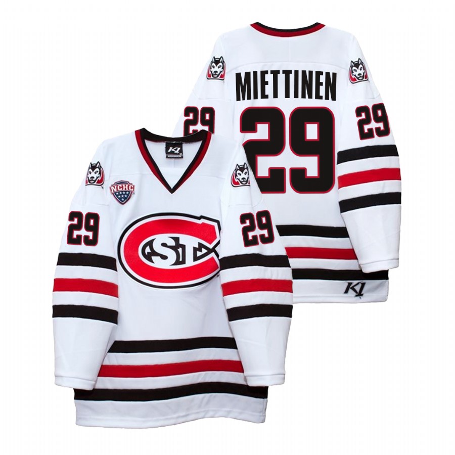 men st. cloud state huskies veeti miettinen white college hockey home jersey