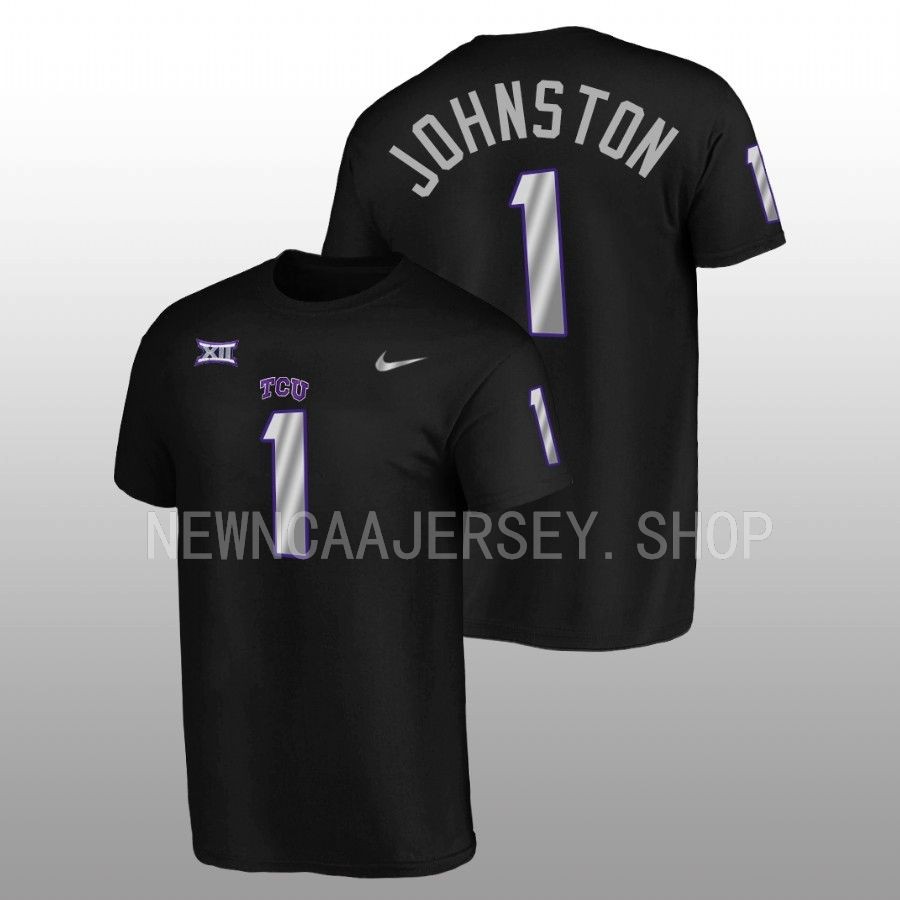 men tcu horned frogs blackout football alternate quentin johnston black t shirt